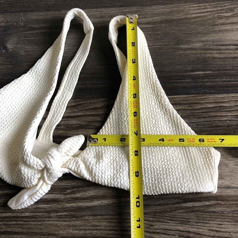 Monday Swimwear Portugal Tie Bikini Top Ivory Crinkle P XS 0 2